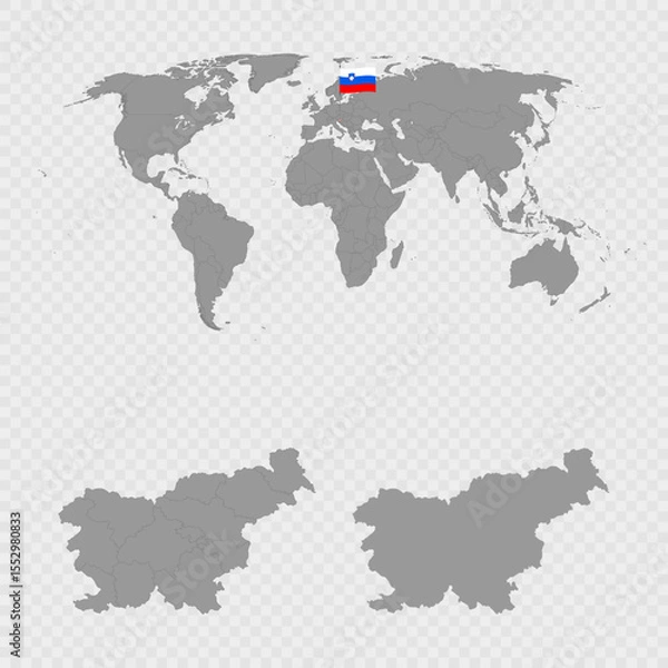 Fototapeta Slovenia Map Set with World Location.
