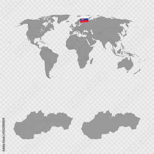 Fototapeta Slovakia Map Set with World Location.