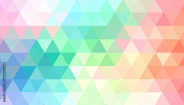 Fototapeta the artwork presents a geometric pattern using closely packed triangles that form a mosaic like design. each triangle is filled with a gradient or single shade of various colors
