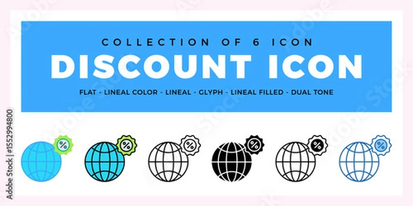 Fototapeta Pack of 6 Vector discount icon