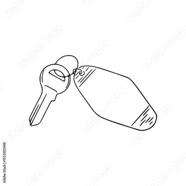 Fototapeta retro motel key and fob line art
