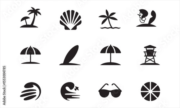 Obraz Collection of Black and White Food and Drink Icons, set of simple, black and white icons representing various food and drink items vector art on white