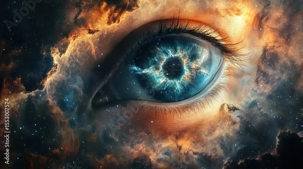 Fototapeta Cosmic Eye: A Detailed View of the Universe Within a Human Eye