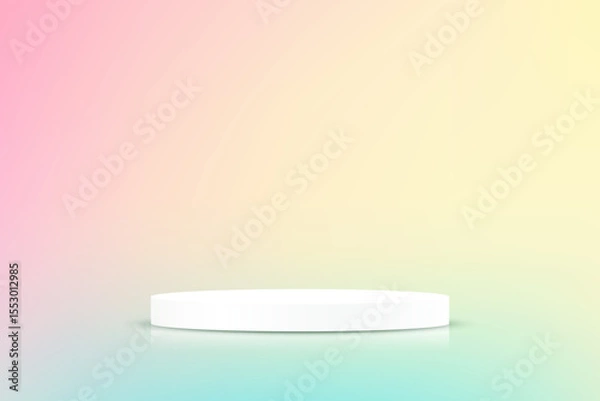 Fototapeta Pink Yellow and Blue Background Empty Room Studio with podium Space for selling products on the website. Vector illustration.