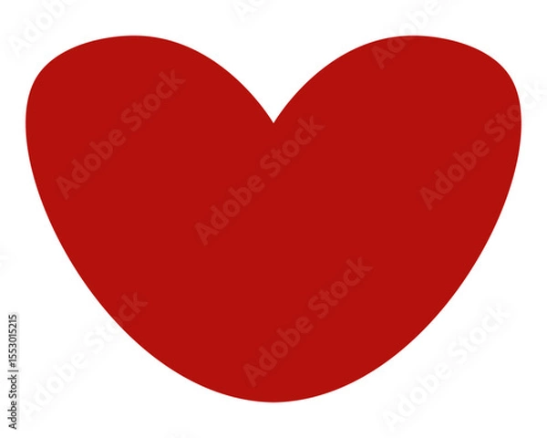 Fototapeta Big red round heart. Color vector illustration. Isolated white background. Flat style. Romantic love symbol. Idea for web design.
