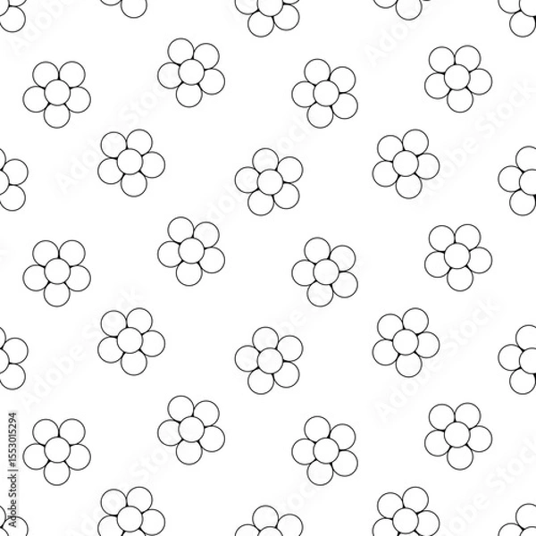 Fototapeta Open flower petals. Sketch. Seamless vector pattern. Repeating floral ornament. Blooming inflorescence. Open flower bud. Isolated colorless background. Doodle style. Idea for web design.