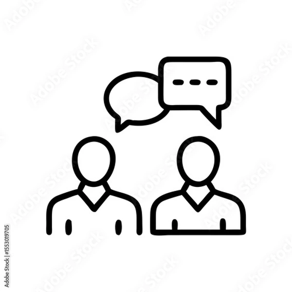 Fototapeta "Business Consultant Icon with Gear in Speech Bubble Representing Technical Support or Process Optimization – Silhouette Style on White Background"
