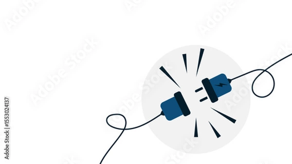 Fototapeta Electric plug and outlet socket unplugged.Electric socket with a plug. Connect and disconnect concept.
