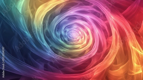 Fototapeta Swirling Spectrum: A vibrant abstract vortex of rainbow hues and delicate fractal lines