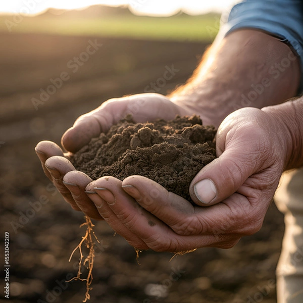 Fototapeta hands holding soil