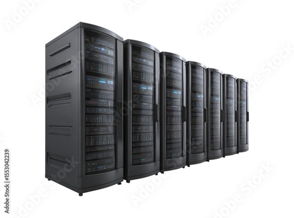 Obraz Modern data center server racks network technology, Isolated On Transparent Background