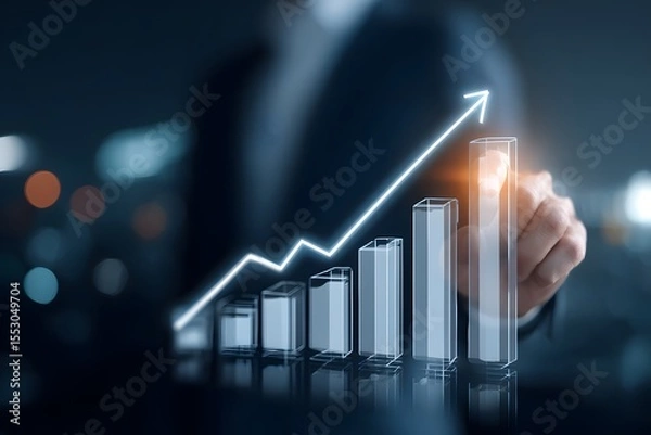 Obraz Business Growth Chart with Rising Arrow.