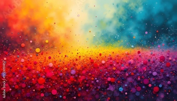 Obraz A riot of saturated pigment coalesces in the foreground, forming a densely packed field of tactile sensation