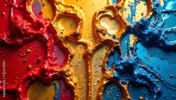Obraz An abstract background featuring a dazzling spill of shimmering paint, its texture akin to a viscous fluid