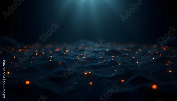 Obraz A high resolution, dynamic background features interconnected glowing light structures against a dark, hazy backdrop