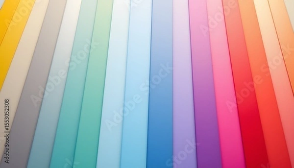 Obraz A backdrop featuring slanted bands of reflective material, colored in gradients ranging from light yellow to deeper brass, polished gray to soft white, deep sapphire to pale sky