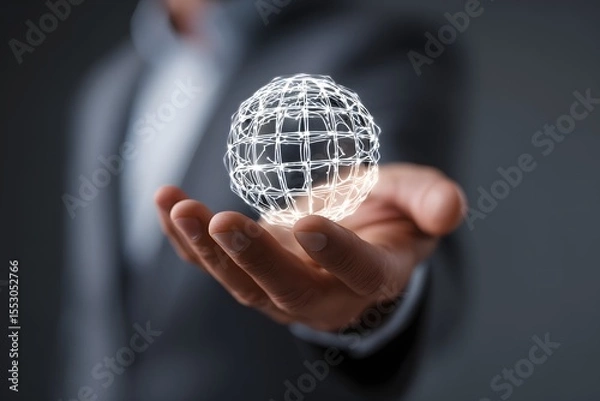 Obraz Glowing Globe in Hand Concept.
