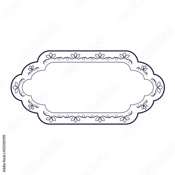 Fototapeta Eslimi Tazhib floral Frame. Iranian vector art isolated transparent background. Iranian Frame ideal for text box with empty space for inscription. EPS 10