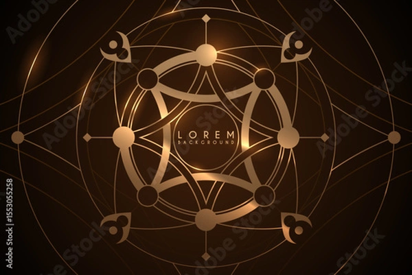 Fototapeta Ornate circle frame with golden glow effect