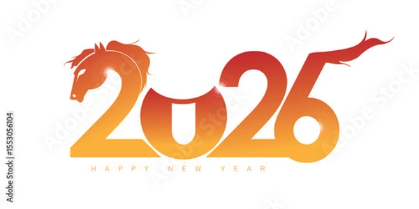 Fototapeta horse fire style of happy new year 2026. 2026 design number representing of horse for chinese new year 2026 greeting card, calendar, poster, background, banner, cover, etc
