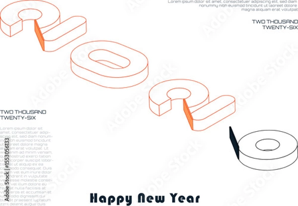Fototapeta 2026 simple number typography for celebrating happy new  year 2026