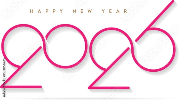 Fototapeta 2026 simply design of happy new year template for greeting card, calendar, cover, poster etc