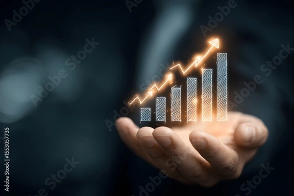 Obraz Business Growth Chart Held in Hand.