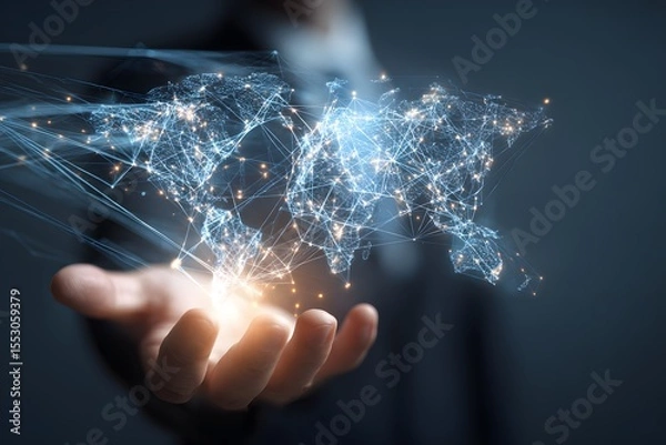 Obraz Global Network Connection in Hand.