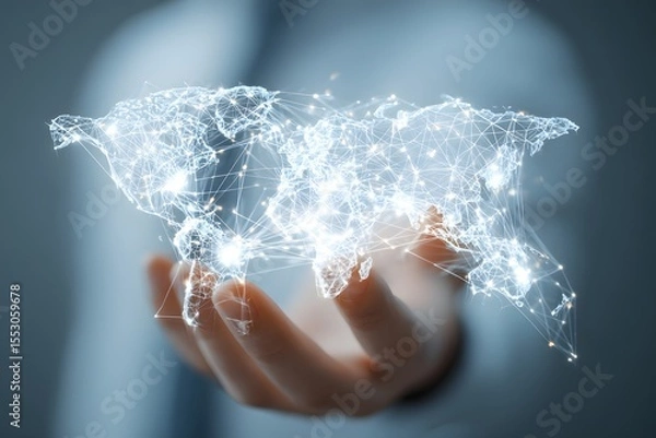 Obraz Global Network Connection Held in Hand.