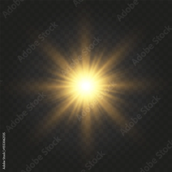 Obraz Realistic Sun Light Rays Effect on Transparent Background