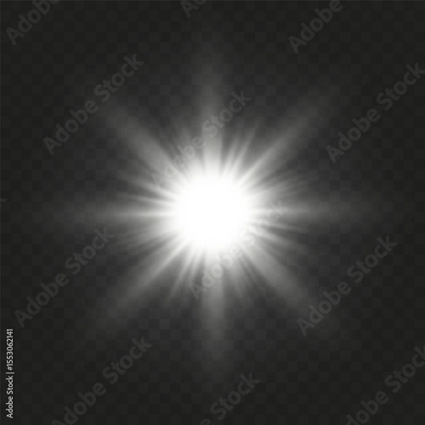 Obraz Realistic Sun Light Rays Effect on Transparent Background