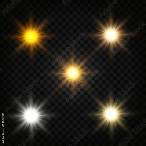 Obraz Realistic Sun Light Rays Effect on Transparent Background