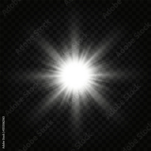 Obraz Realistic Sun Light Rays Effect on Transparent Background