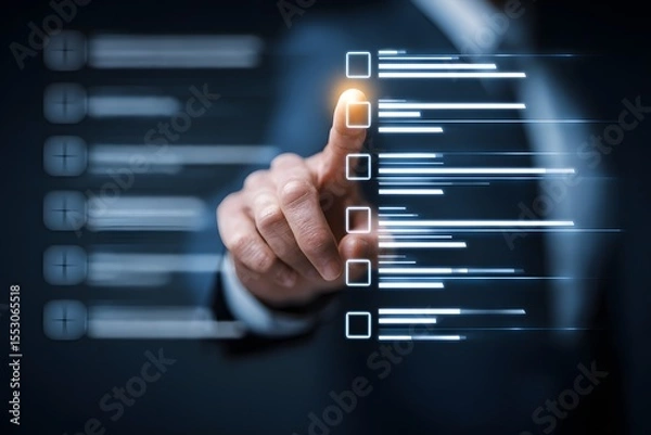 Obraz Digital Checklist Selection with Glowing Touch.