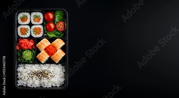 Fototapeta Delightful Sushi Bento Box: A Perfect Lunch or Dinner
