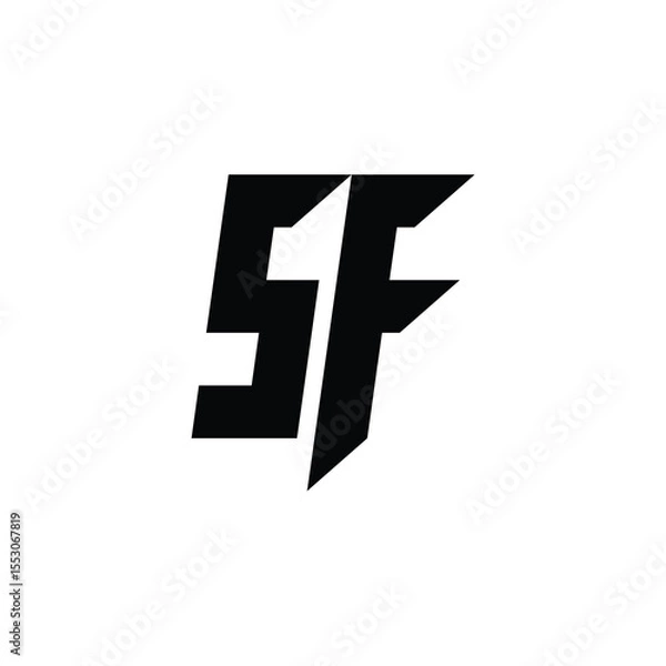 Fototapeta SF monogram logo design letter text name symbol monochrome logotype alphabet character simple logo