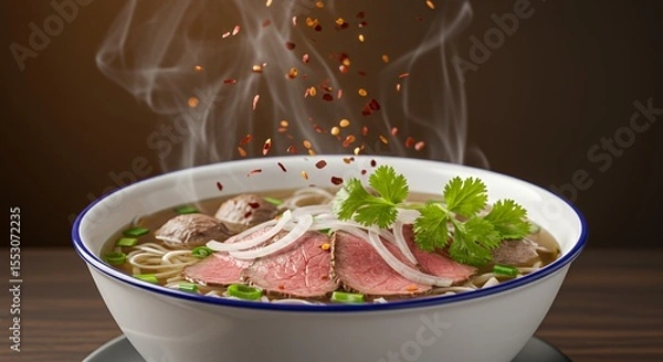 Fototapeta Steaming Pho with Sizzling Spices: A Culinary Delight