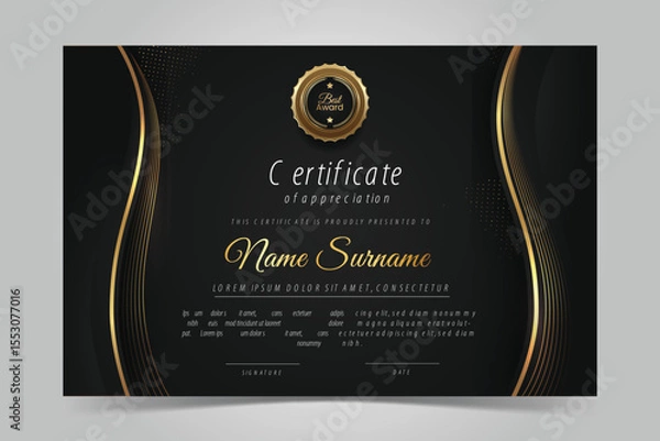 Obraz Black gold certificate template