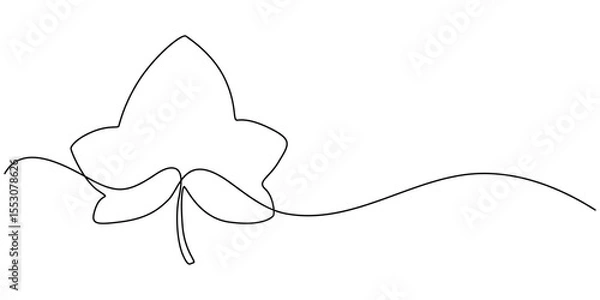 Fototapeta green ivy leaf continuous one line drawing, Emerald Green IVY Leaf Vector Illustration Outlined and Flat Icon Design, A beautiful hand-drawn illustration of an ivy leaf frame, featuring delicate green