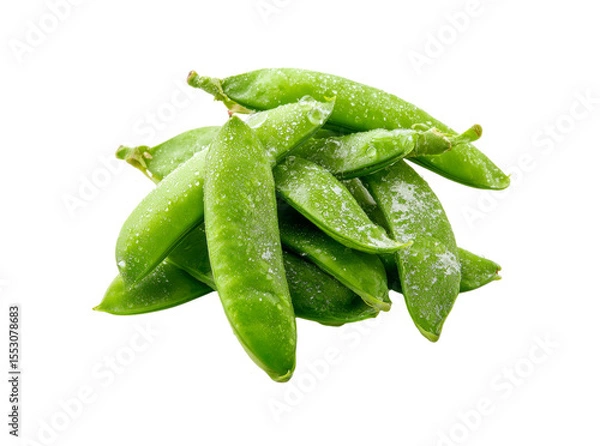 Fototapeta Fresh green sugar snap peas isolated on black background, Isolated On Transparent Background