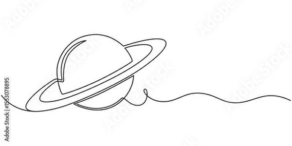 Fototapeta One continuous line drawing of planet. Saturn planet in one line drawing. One line drawing background. Vector illustration. Line art of planet, Continuous one line Saturn Planet. Solar system vector 
