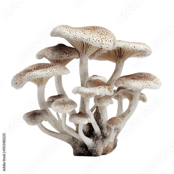 Fototapeta Cluster of Delicate Mushrooms on Transparent Background
