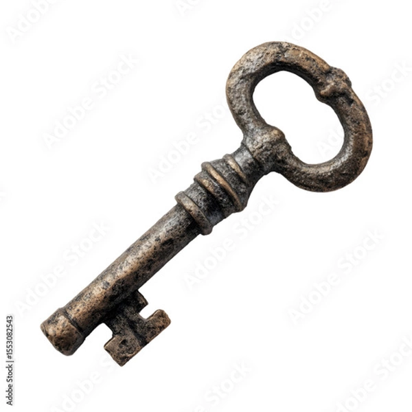 Fototapeta Rustic Antique Key on Transparent Background