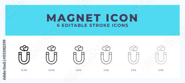 Fototapeta Magnet icon. Regular line. Thin line. Bold line. Vector illustration.