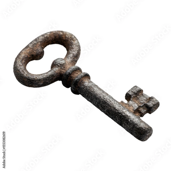 Fototapeta Rusty antique key on transparent background