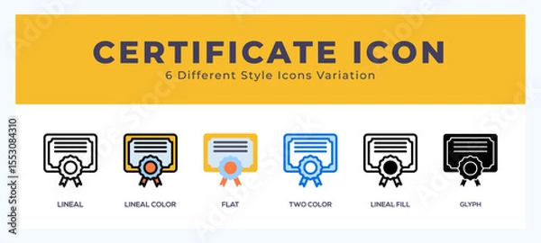 Fototapeta Certificate icon set pack vector illustration.