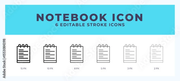 Fototapeta Notebook icon with different stroke. Editable stroke. Vector illustration.