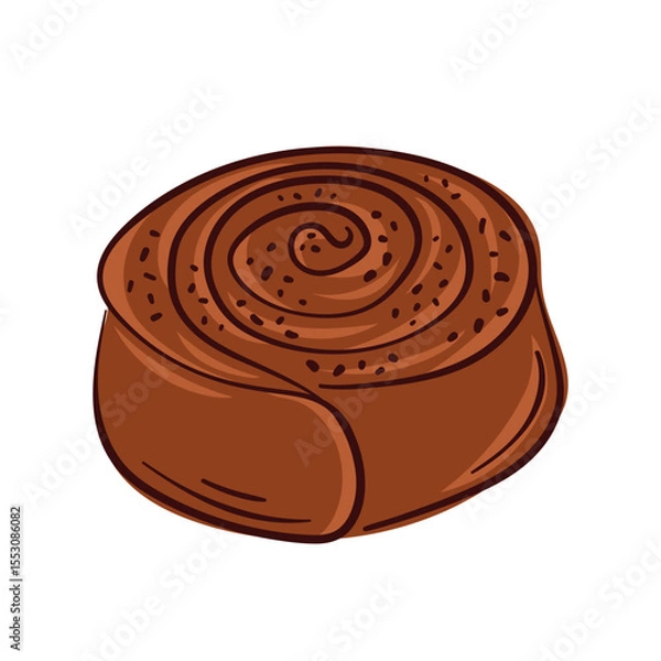 Fototapeta Cinnamon roll pastry in flat style. Perfect for bakery branding icon, delivery packaging, breakfast menu design and sweet pastry shop.