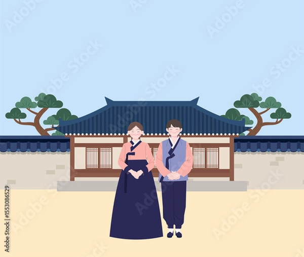 Fototapeta 한복을 입고 있는 사람