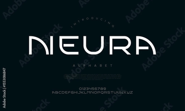 Fototapeta Sleek and futuristic sans serif font with clean lines and curved endings, perfect for digital branding